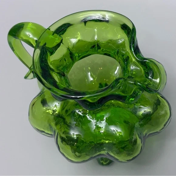 Kanawha Glass Company Hand-Blown Gourd-Shaped Vaseline Uranium Glass Pitcher 4” - Picture 9 of 15